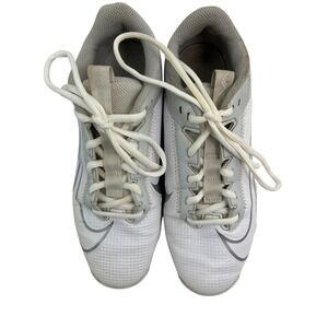 Nike Alpha Huarache 4 Keystone Kids Baseball Cleats White Grey Size 6Y